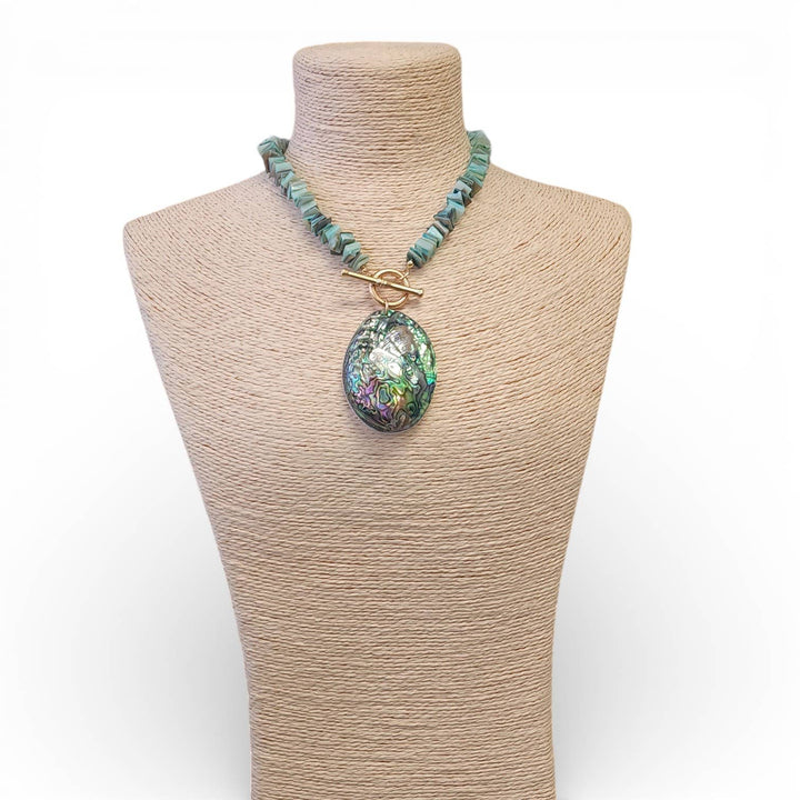 Abalone Beaded Sea Shell Necklace | Summer Statement Jewelry – view 3