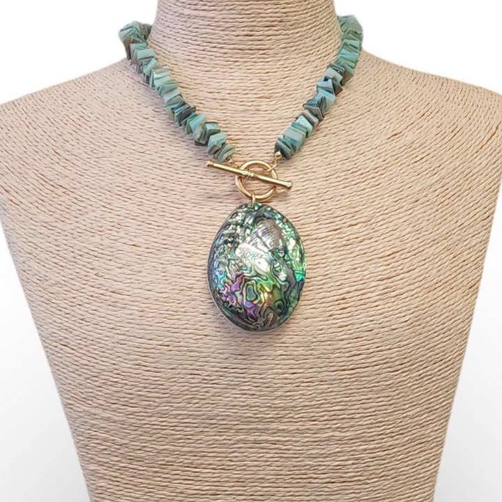 "Beach Babe" Abalone Beaded Seashell Necklace