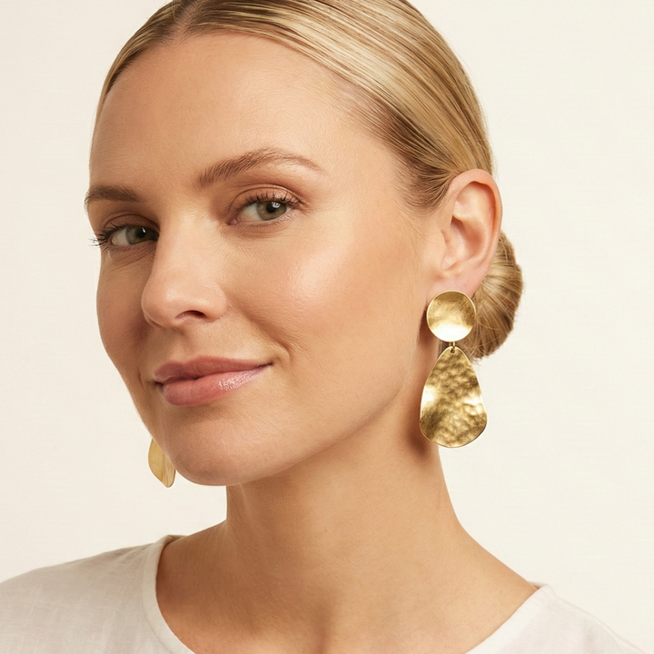 Gold Sculpted Statement Earrings | Handmade Jewelry – view 2