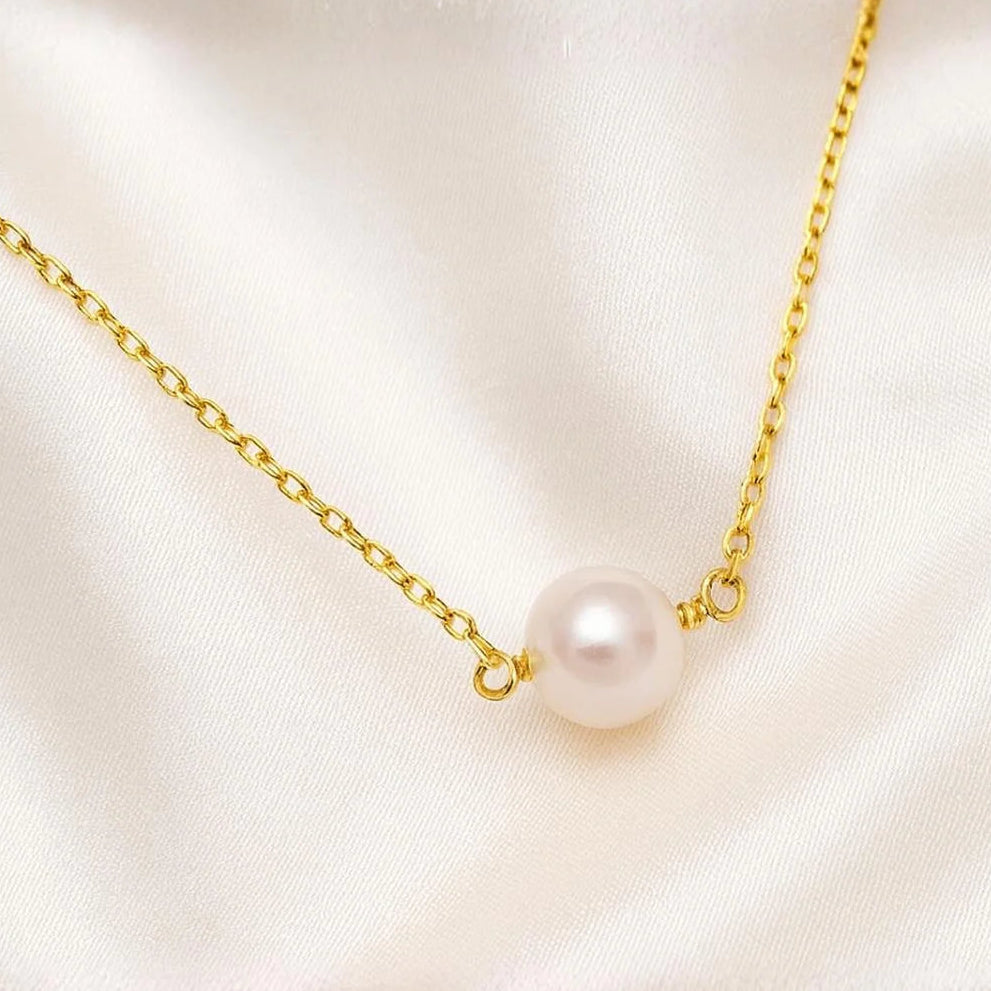 "La Perla" 16" Necklace - Pearl, 14K Gold Fill
