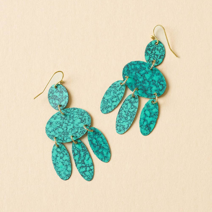 "Teal My Heart" 2.5" Teal Patina Chandelier Earrings