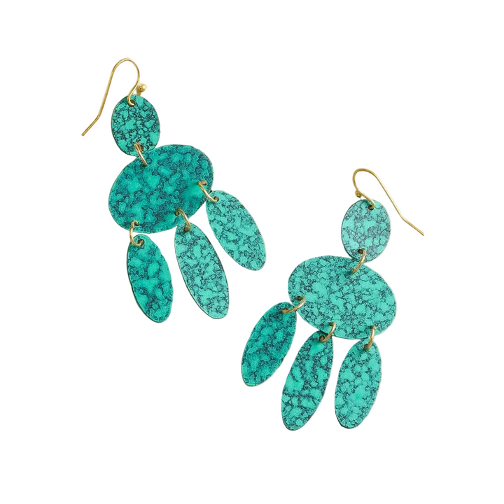 "Teal My Heart" 2.5" Teal Patina Chandelier Earrings