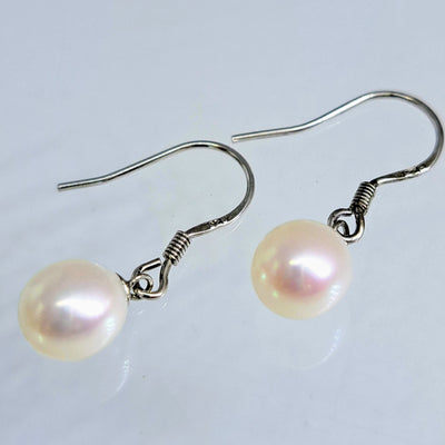 "Petite Pearl Drops" Appx. .75" Earrings - Pink, White, Or Peacock Pearls, Sterling