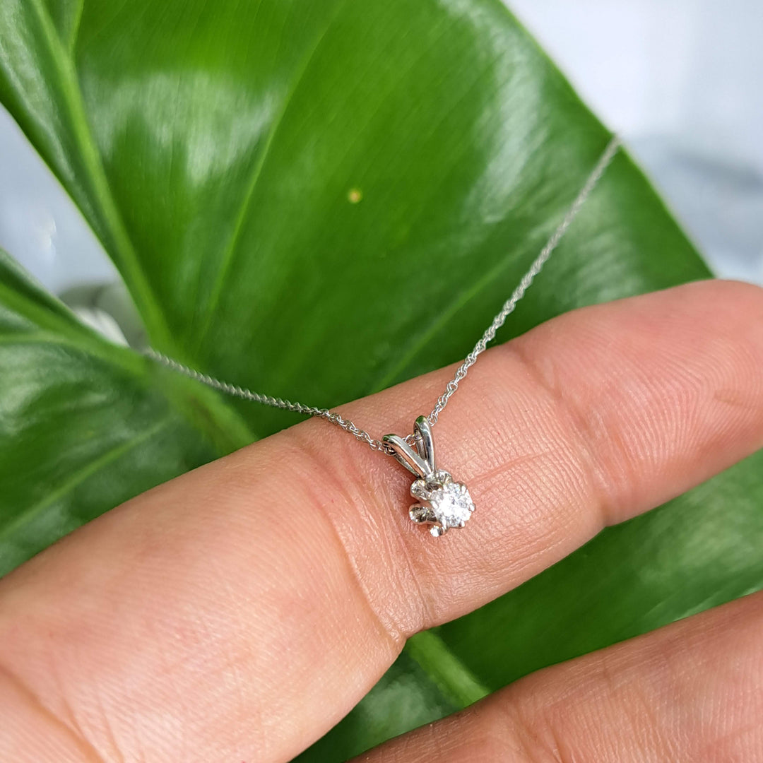 "Sparkler" 18" Necklace (.25" Pendant) - Diamond, 14k White Gold