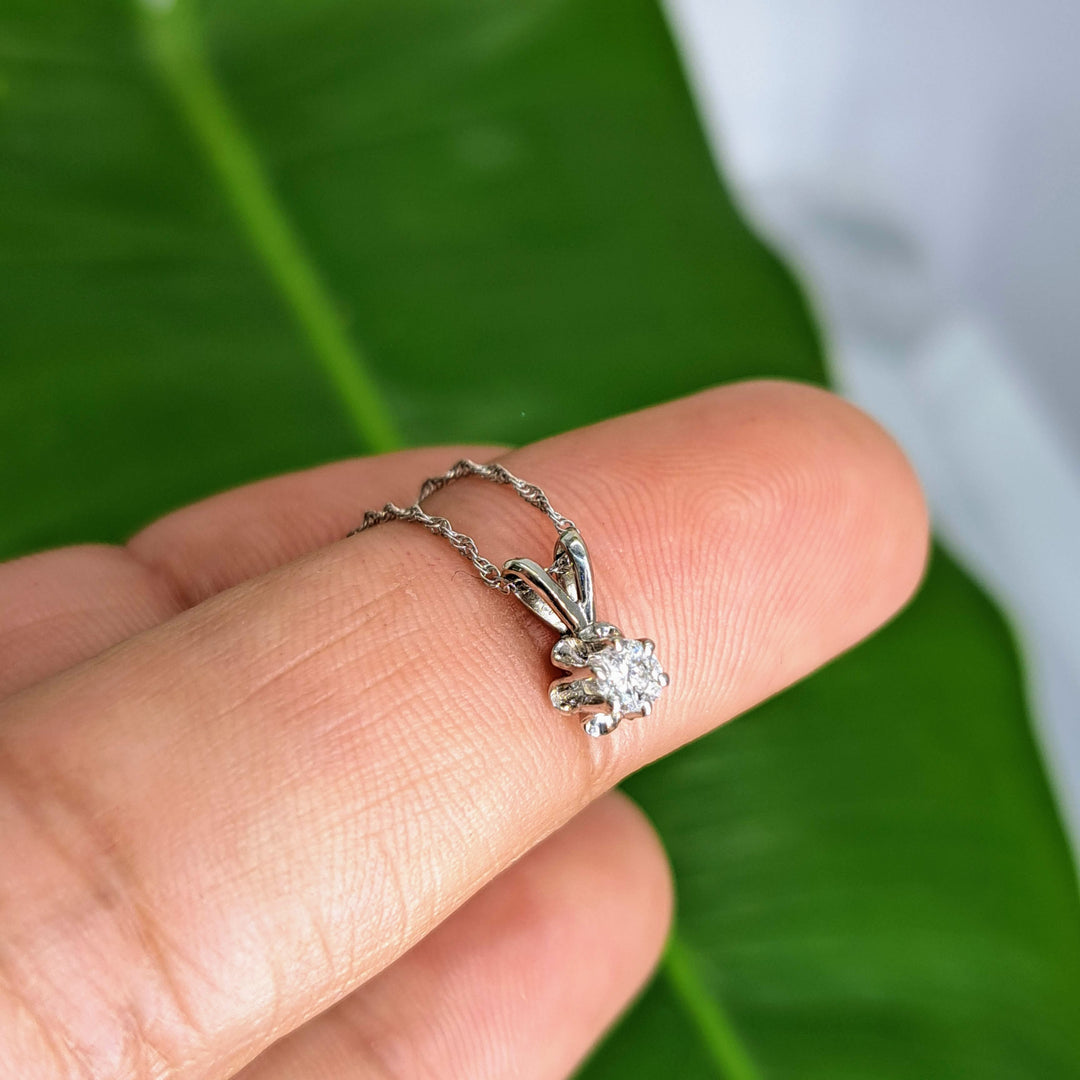 "Sparkler" 18" Necklace (.25" Pendant) - Diamond, 14k White Gold