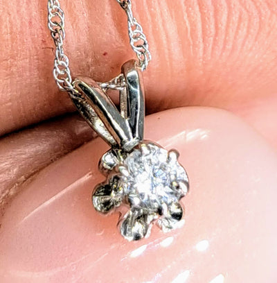 "Sparkler" 18" Necklace (.25" Pendant) - Diamond, 14k White Gold