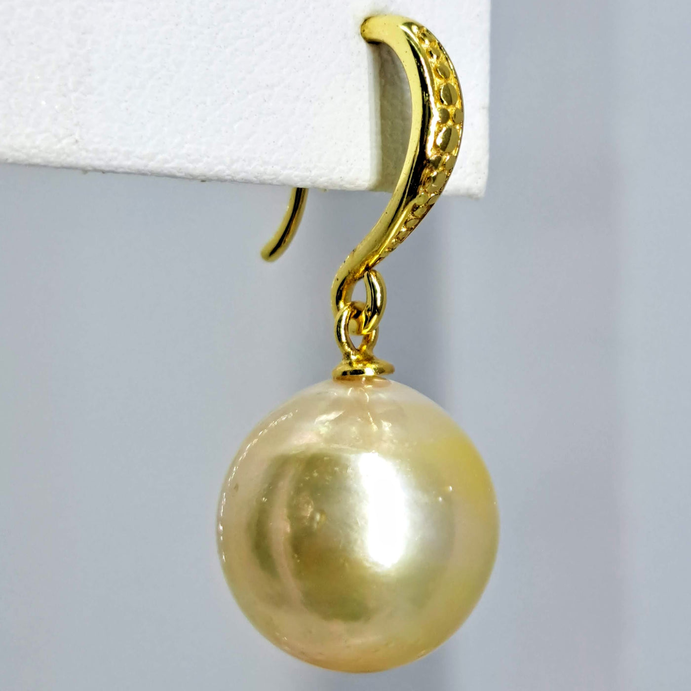 "Golden Delights" 1.25" Earrings - South Sea Golden Pearls, 18k Gold Sterling