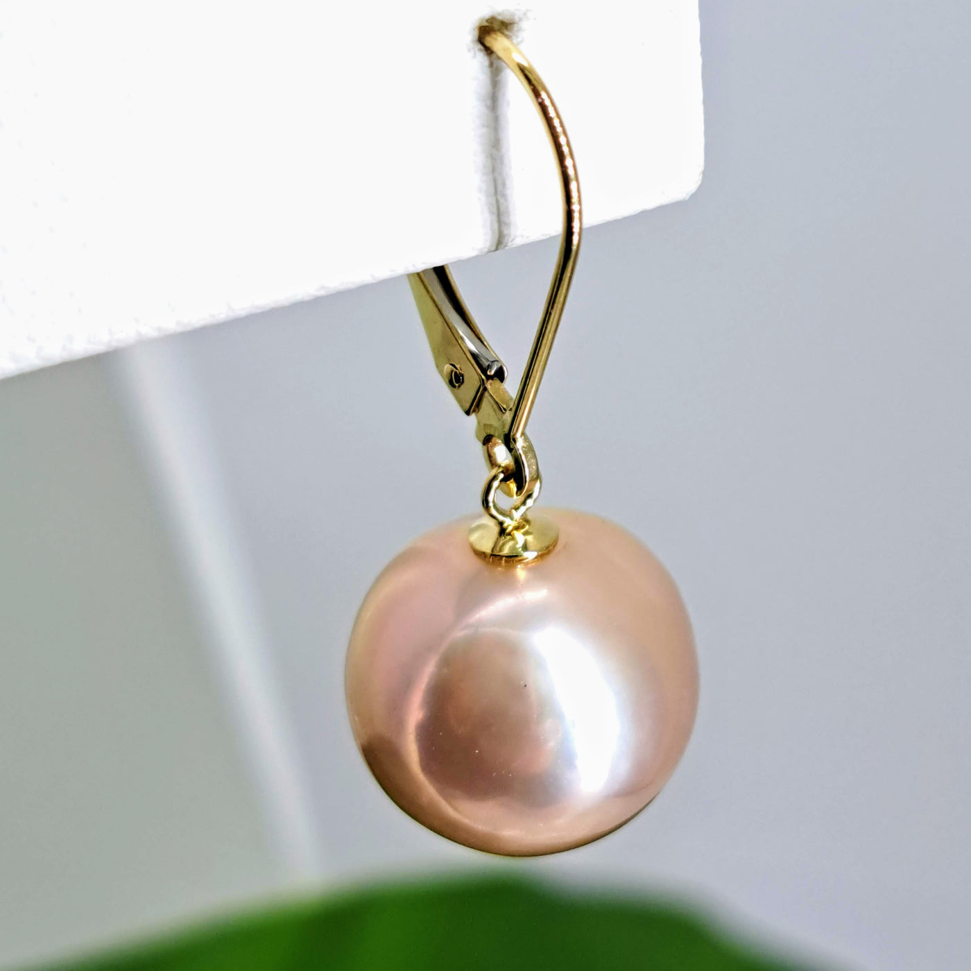 "Pink Lady" 1.25" Earrings - Edison Pearls, 14k Gold