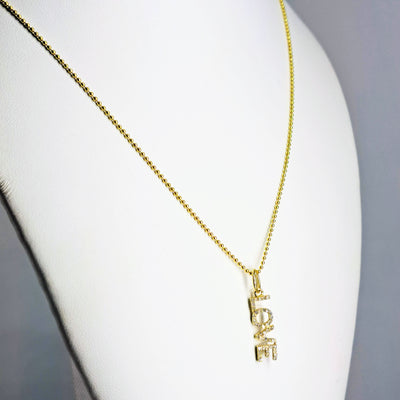 "LOVE Charm" Pendant Necklace - Diamonds, 18k Gold Sterling