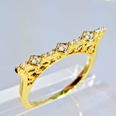 "Gingerbread Bridge" Sz 6.5 Ring - 10k Gold, Diamonds