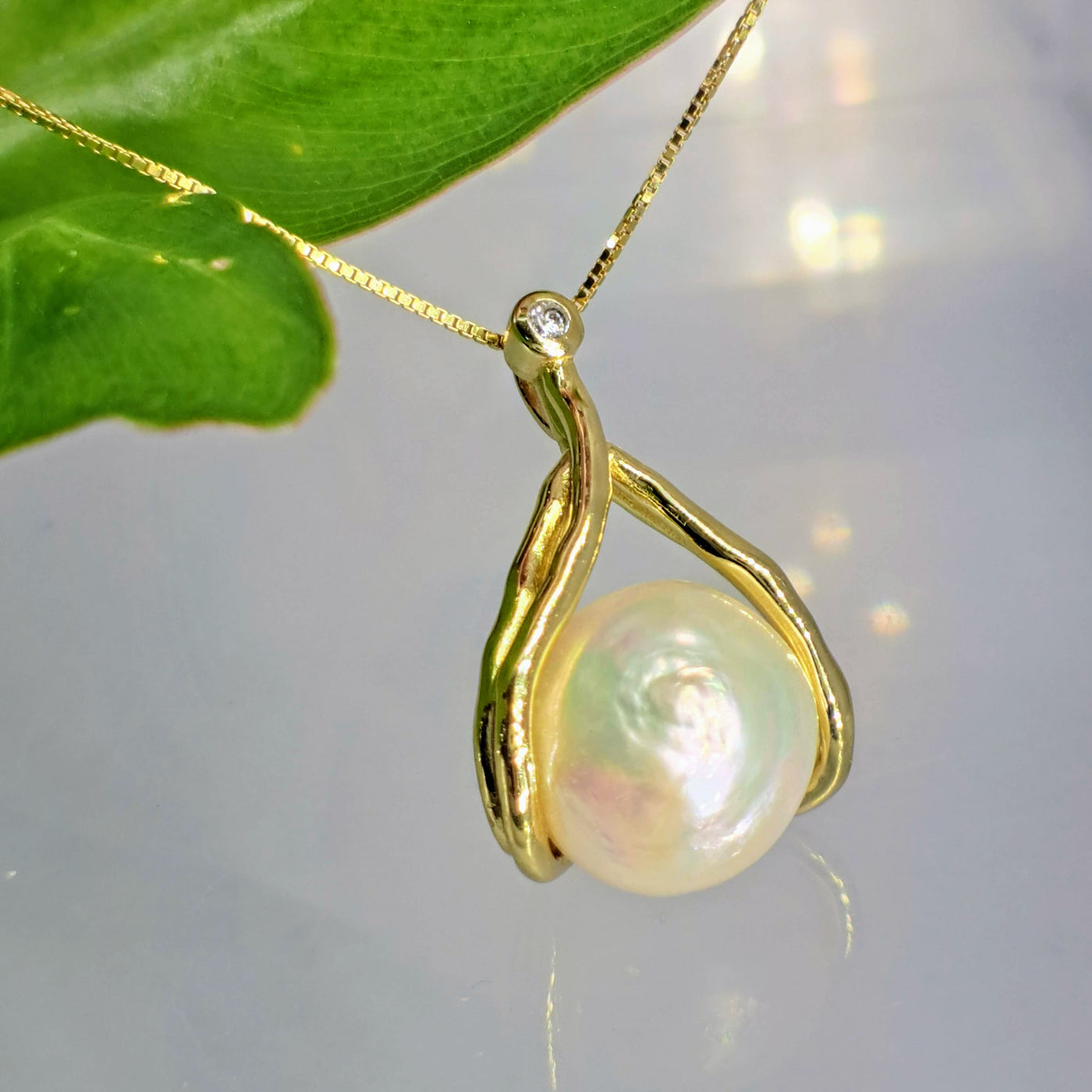 "Beholding Beauty" 1" Pendant On 16" Necklace - Baroque Pearl & Topaz