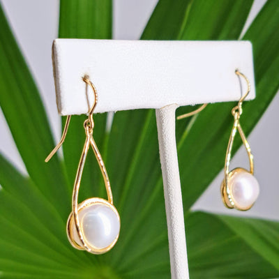 "Pearl Swing" 1.5" Earrings - Akoya Pearls, 14K Gold