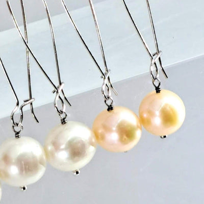 "Swingers" 2.25" Earrings - Pearls, Sterling