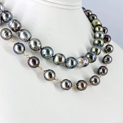 "Timeless Tahitians" 18" Necklace - Tahitian Pearl, 14k Gold