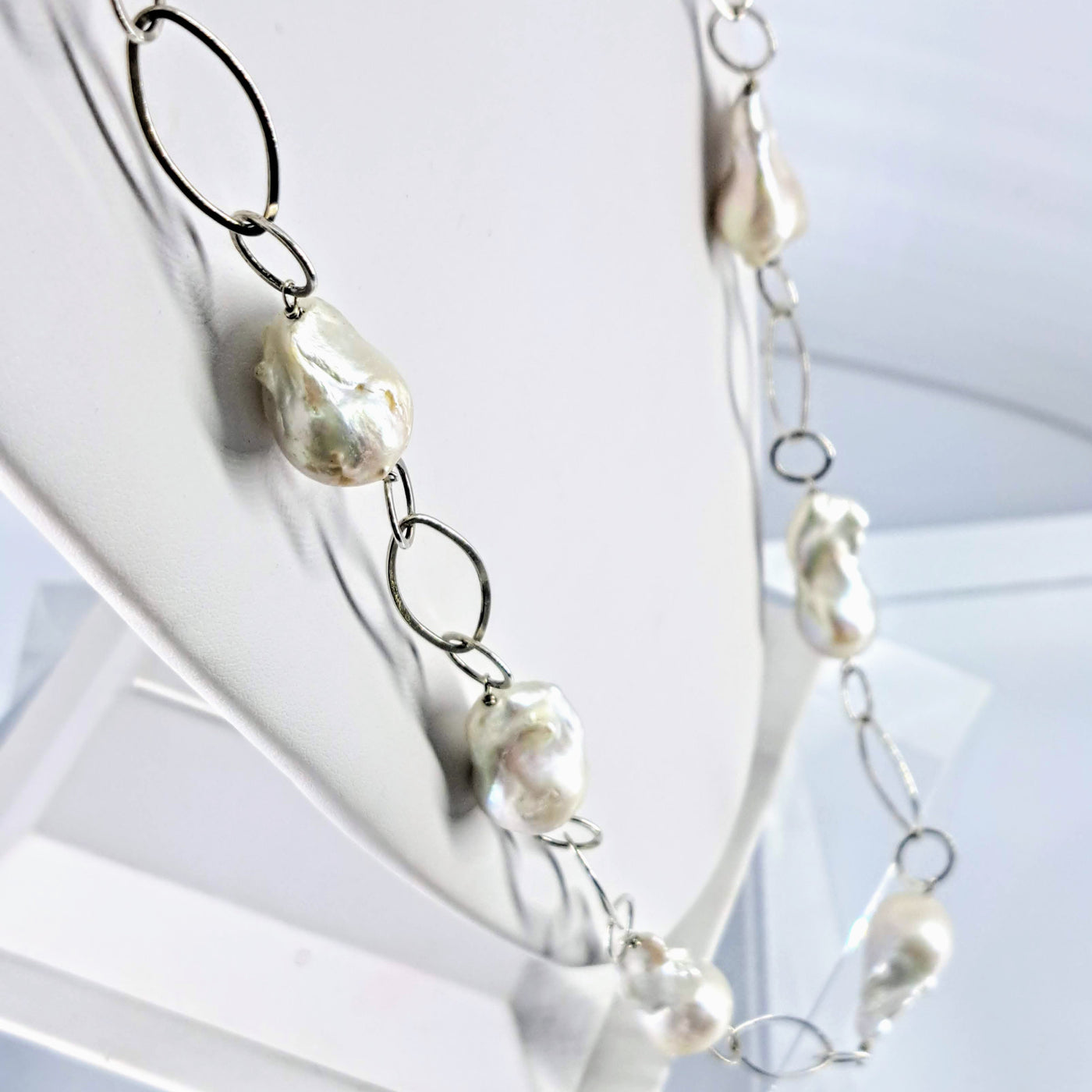 "Gaga Pearls" 34" Necklace - Baroque Pearls, Sterling