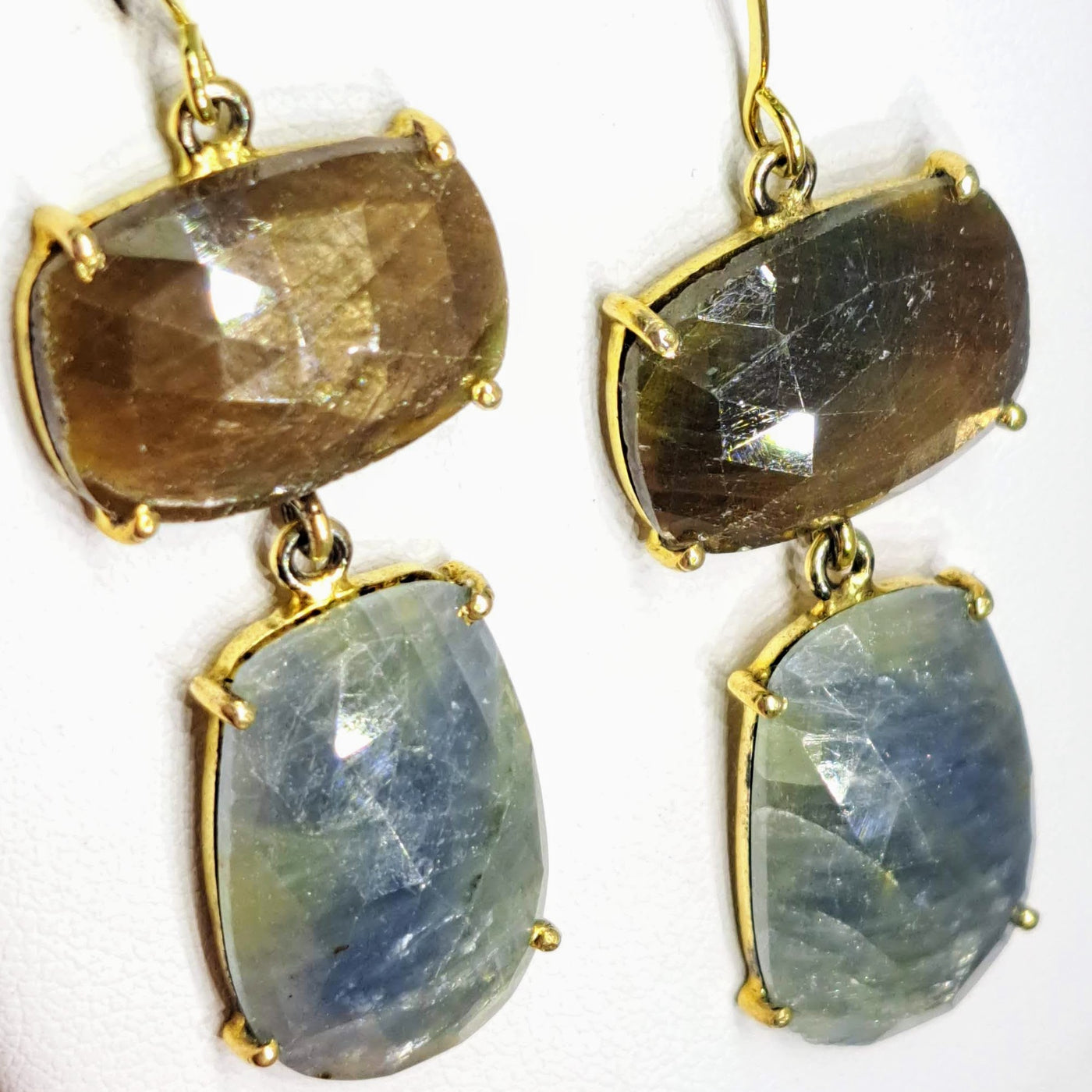 "Casual-Sexy" 2.25" Earrings - Sapphire, Gold Sterling - by Barb