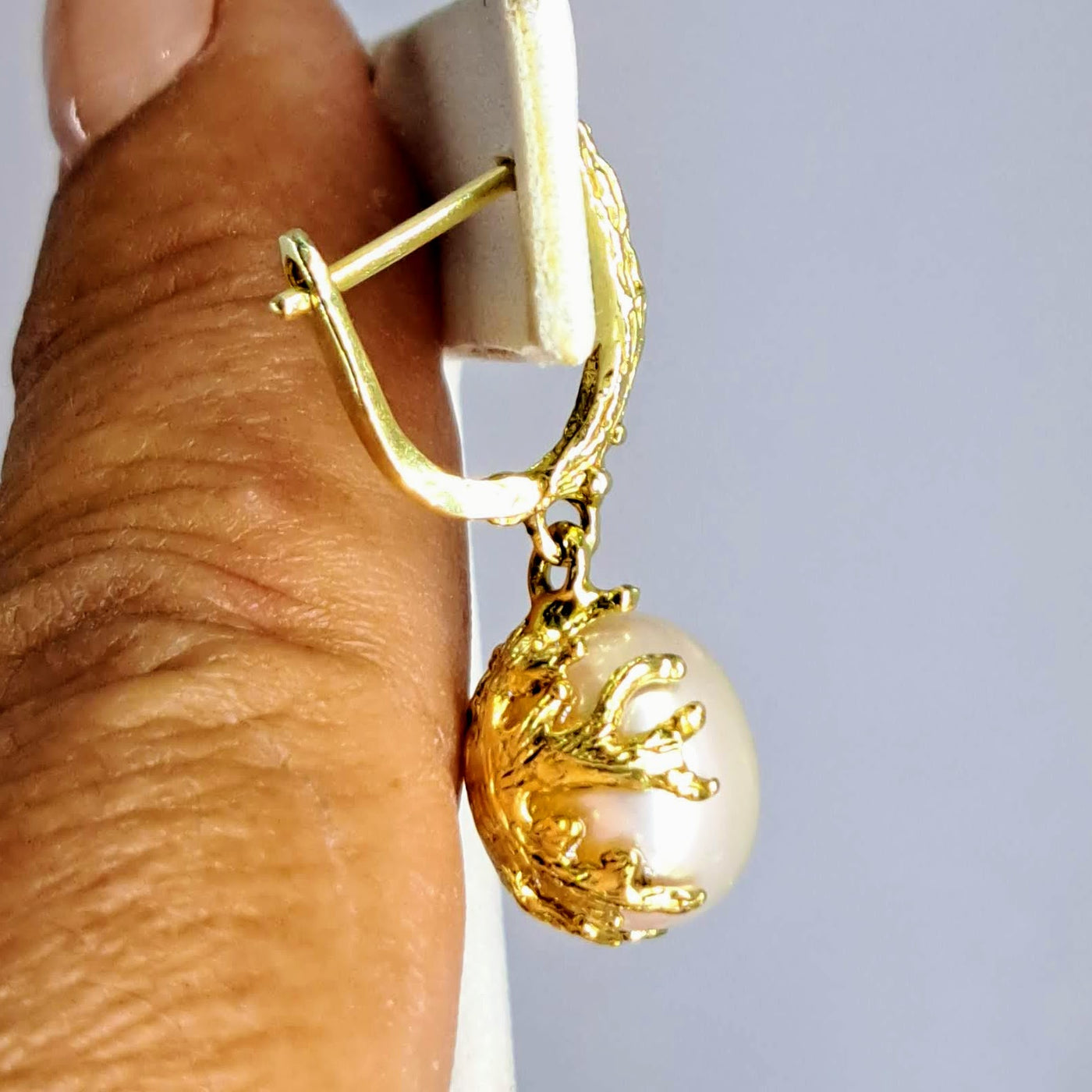 "Basket Beauty" Earrings  - Pearl Dangle