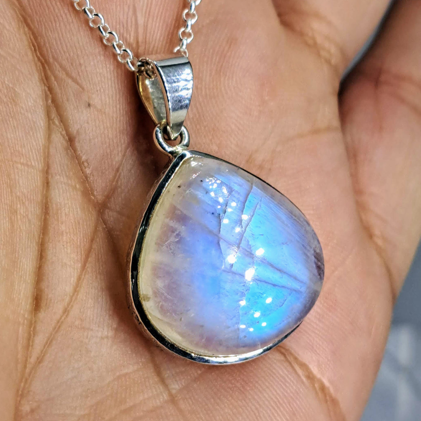 "Like A Rainbow" Pendant Necklace - Rainbow Moonstone, Sterling