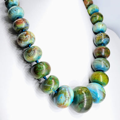 "Lady Balls" 18"-20" Necklace - Jasper, Sterling