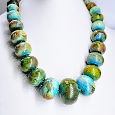 "Lady Balls" 18"-20" Necklace - Jasper, Sterling