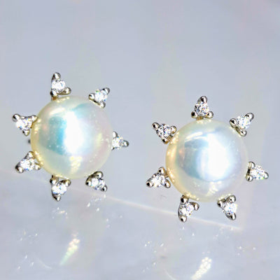 "Sparklers" .25" Earrings - Pearl, Crystal, Anti-tarnish Sterling