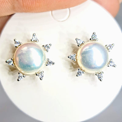 "Sparklers" .25" Earrings - Pearl, Crystal, Anti-tarnish Sterling