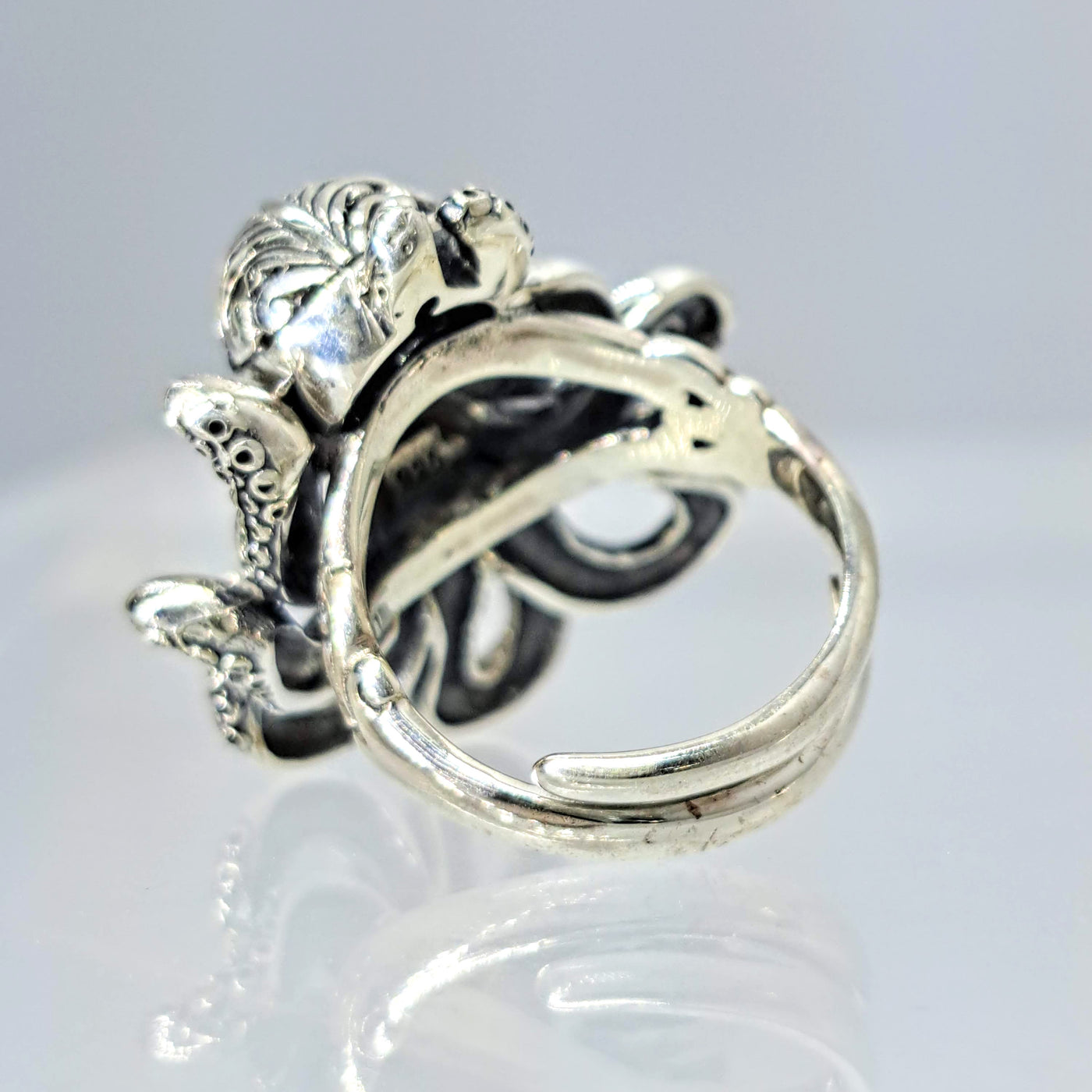"Sucker-Punch" Adjustable Size Ring - Sterling & Black Onyx