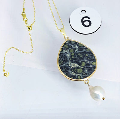 "Slice Of Life" Pendant Necklaces - Mineral Slices, Gold Sterling Chains