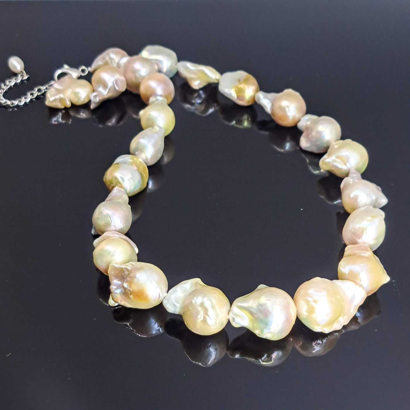 "Sea-Salty She-Devil-Temptress" 18"-20" Necklace - Sea Salt Baroque Pearls, Sterling