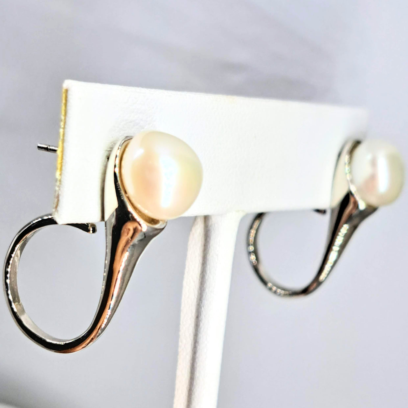 "Pearl Trumpets" 1.5" Earrings - Pearls, Sterling