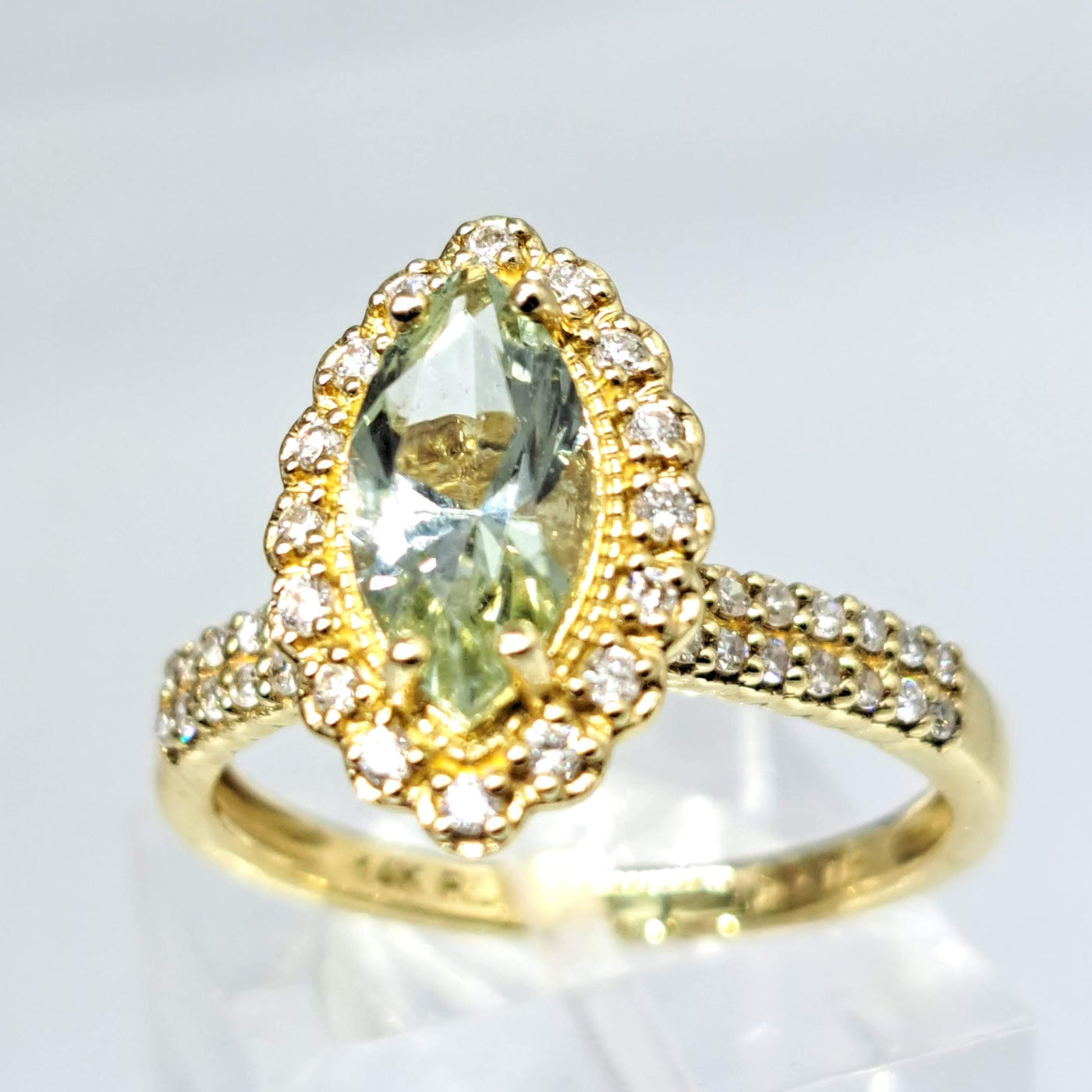 "Lovely Life" Size 7 Ring - Prasiolite, Diamonds, 14k Gold