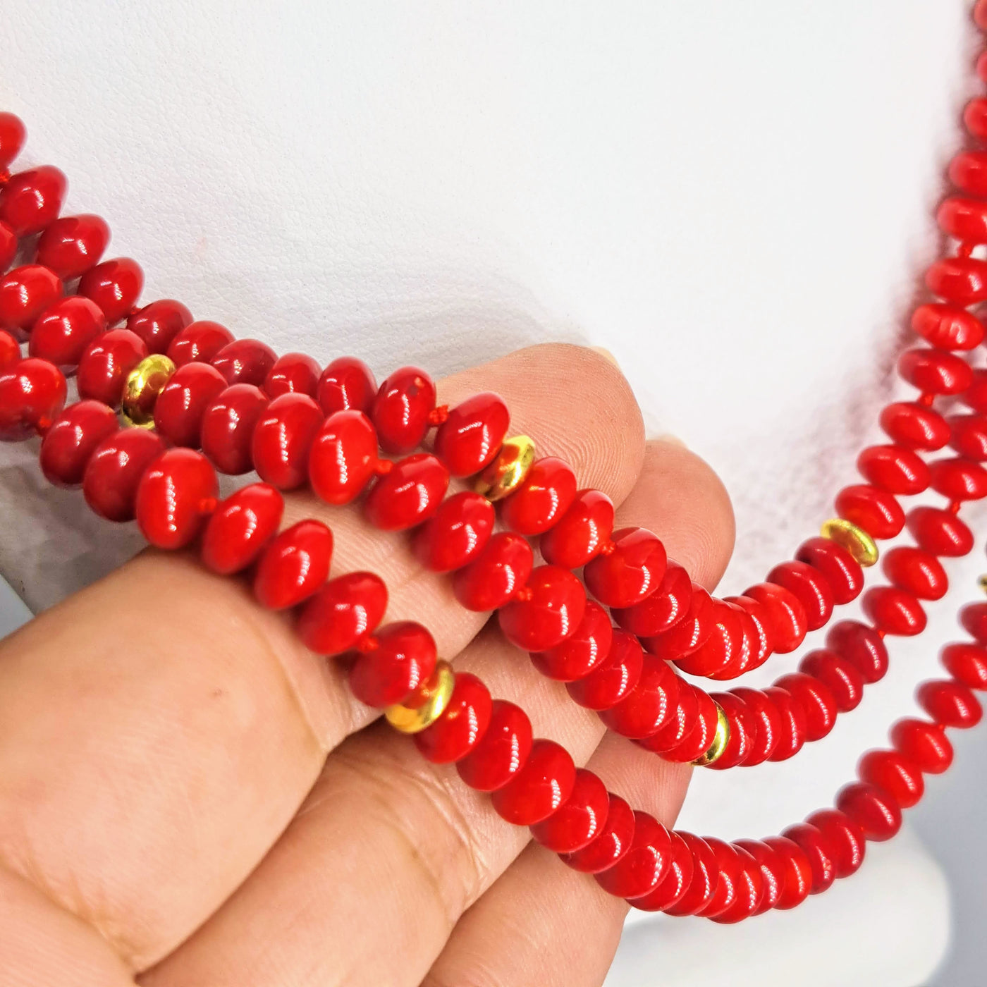 "Red To Ride" 20" Necklace - Ethical Red Coral, Gold Sterling