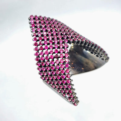 "Ruby Chevron" Ring - Ruby, Rose Gold Sterling OR Black Sterling