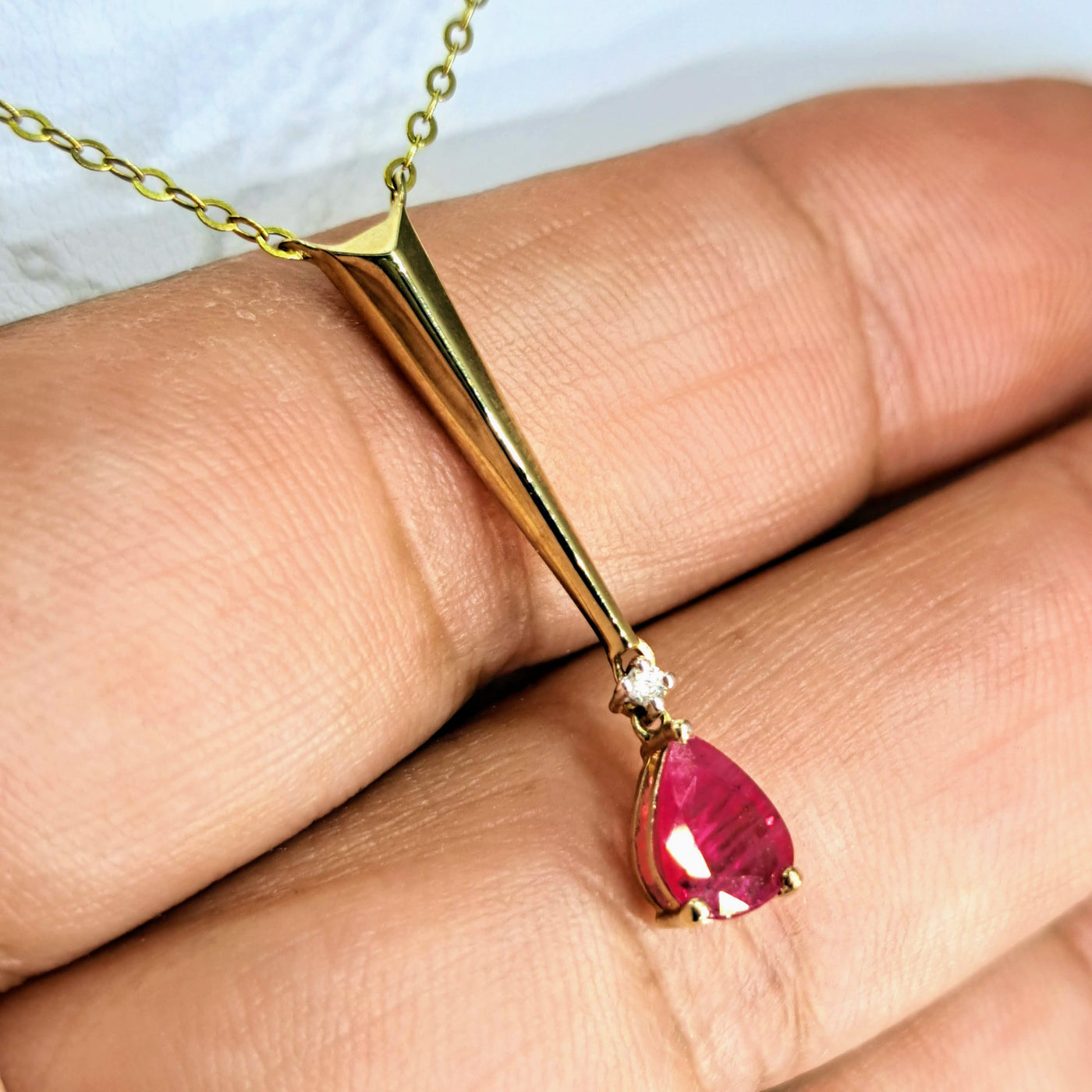 "Ruby LOVE!" 18" Necklace - Ruby, Diamond, Gold
