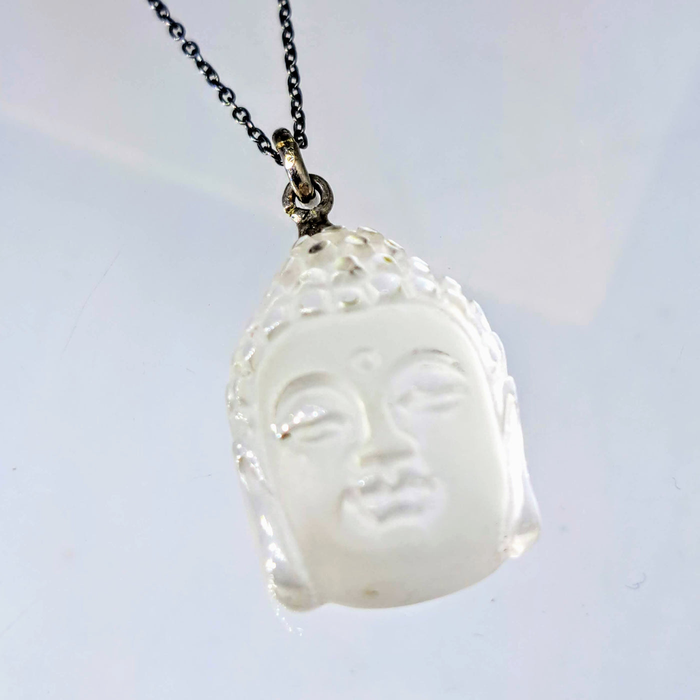 "Crystal Buddha" Pendant Necklace - Quartz, Black Sterling