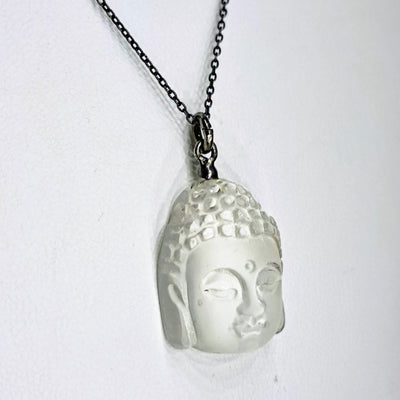 "Crystal Buddha" Pendant Necklace - Quartz, Black Sterling