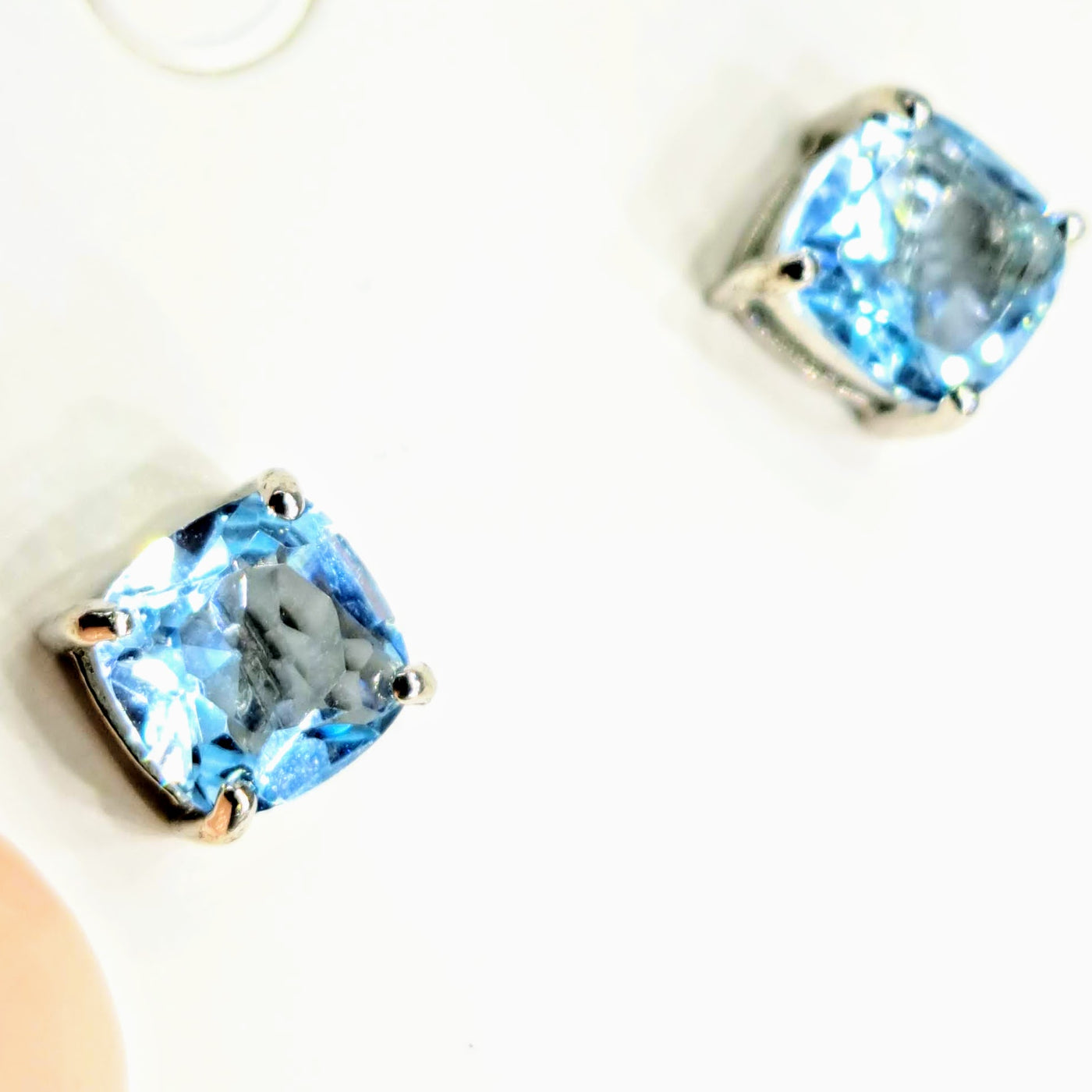 "Ice Cube" Stud Earrings - Blue Topaz