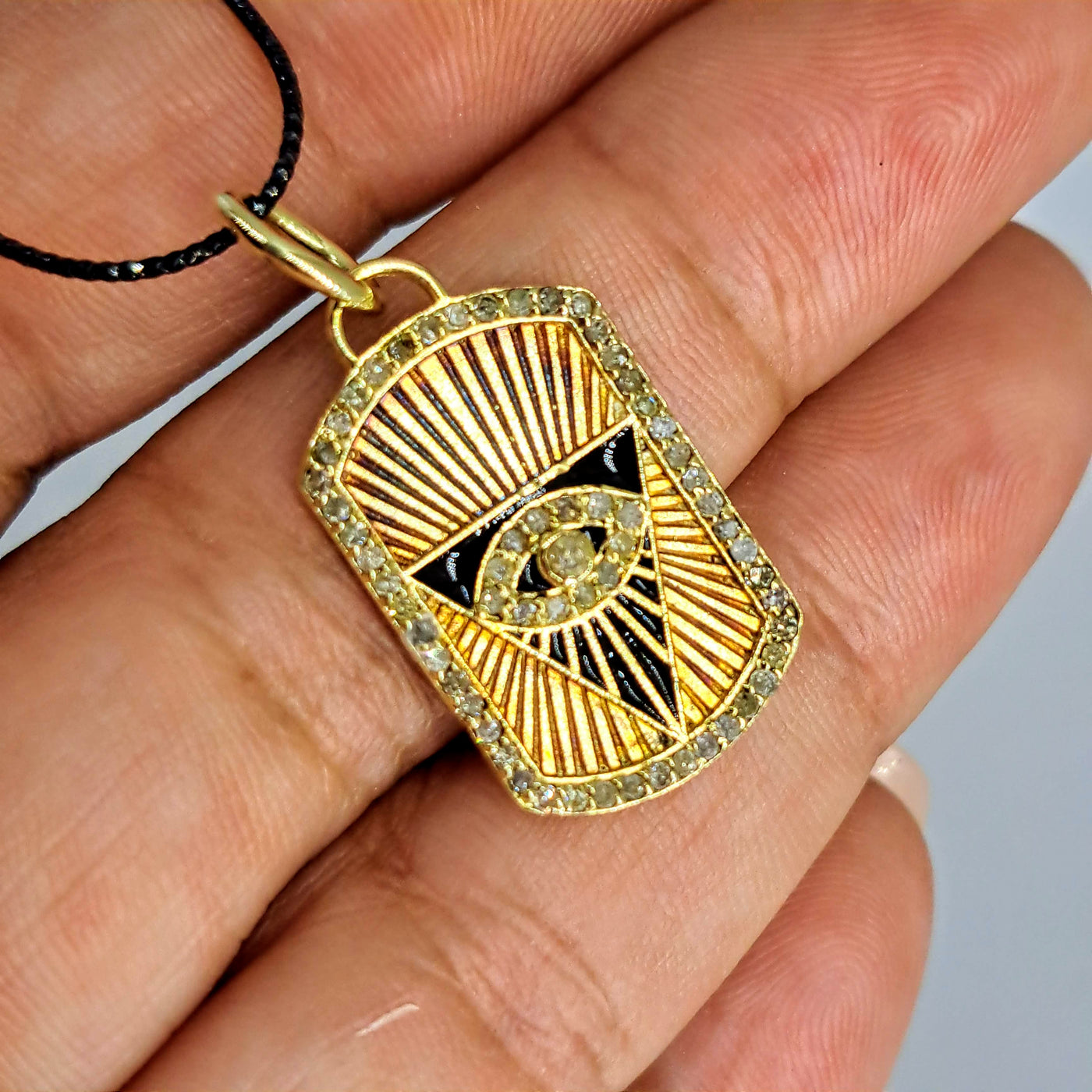 "All-Seeing Eye" Pendant Necklace - Diamonds, Enamel, 18k Gold Sterling