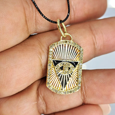 "All-Seeing Eye" Pendant Necklace - Diamonds, Enamel, 18k Gold Sterling