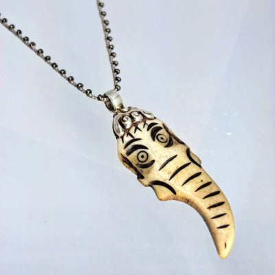 "Open The Trunk" Pendant Necklace - Bone, Sterling