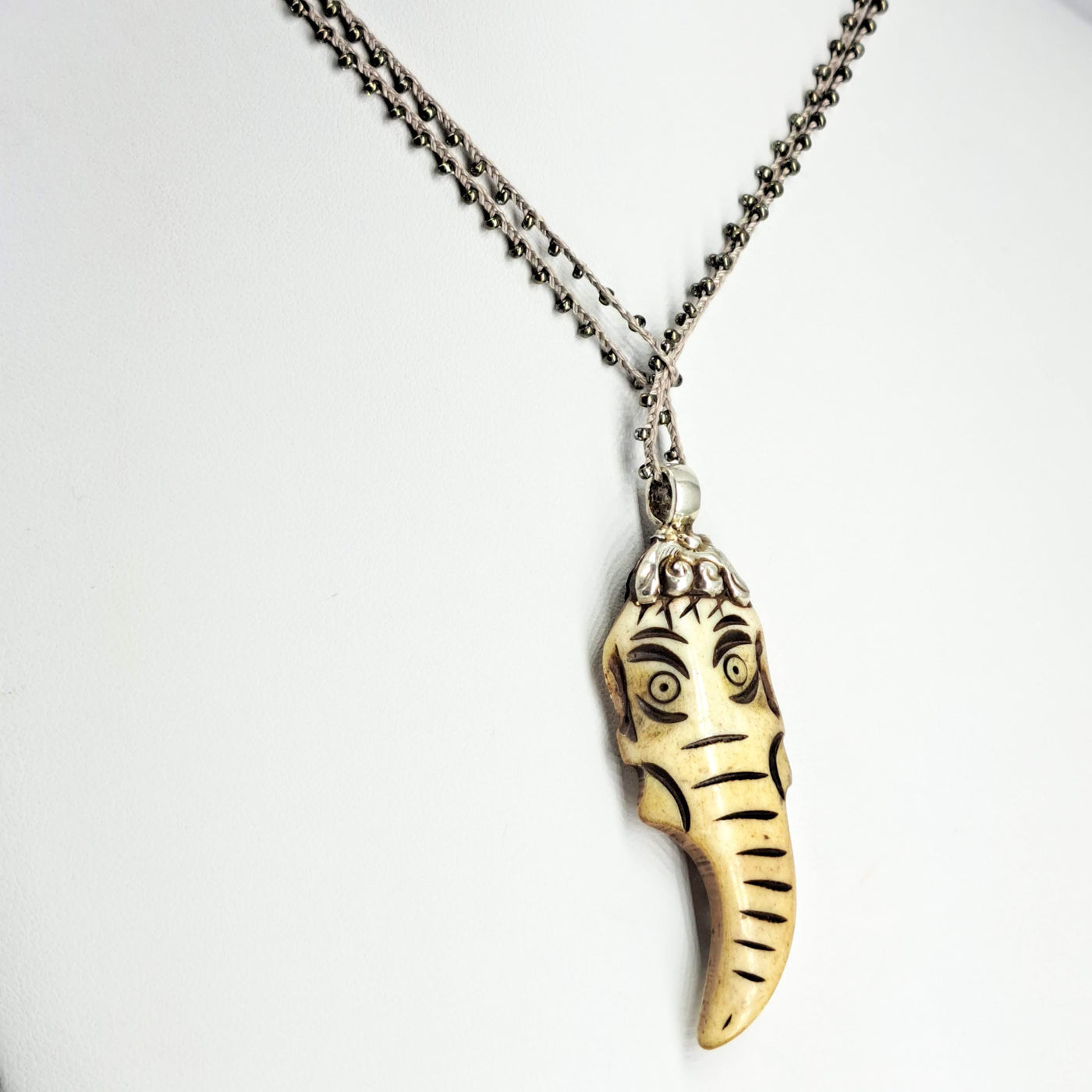 "Open The Trunk" Pendant Necklace - Bone, Sterling