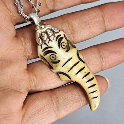 "Open The Trunk" Pendant Necklace - Bone, Sterling