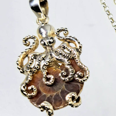 "Get Kraken" Pendant Necklace - Ammonite, Sterling