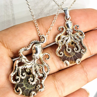 "Get Kraken" Pendant Necklace - Ammonite, Sterling