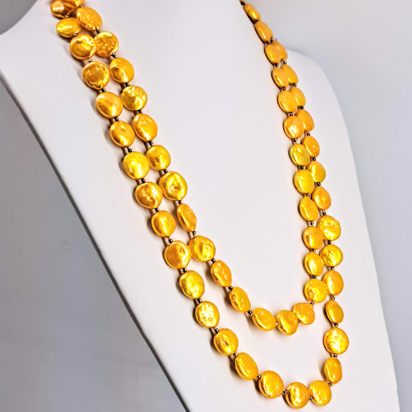 "Golden Mango" 48" Necklace - Pearl, Gold Sterling
