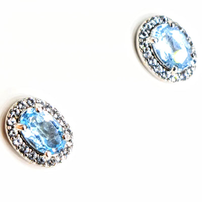 "Gemstone Sparkle Studs" .25" Earrings - Citrine, Amethyst, Peridot, or Blue Topaz, with White Topaz, Anti-tarnish Sterling