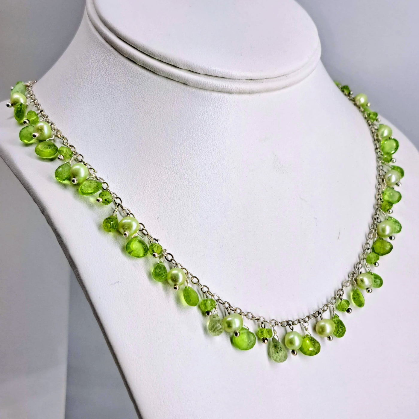 "Charmed Life" 18" Necklace - Your Choice Of Peridot, Amethyst, OR Citrine, Pearls, Sterling
