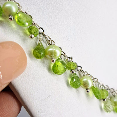 "Charmed Life" 18" Necklace - Your Choice Of Peridot, Amethyst, OR Citrine, Pearls, Sterling