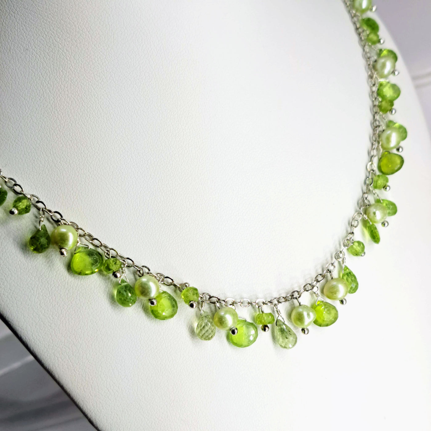 "Charmed Life" 18" Necklace - Your Choice Of Peridot, Amethyst, OR Citrine, Pearls, Sterling