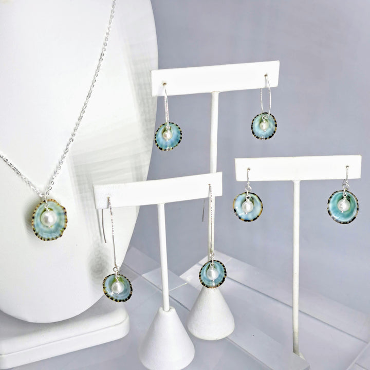 "Limpet Pools" Earrings - (2 Styles) Limpet Shells, Pearls, Sterling
